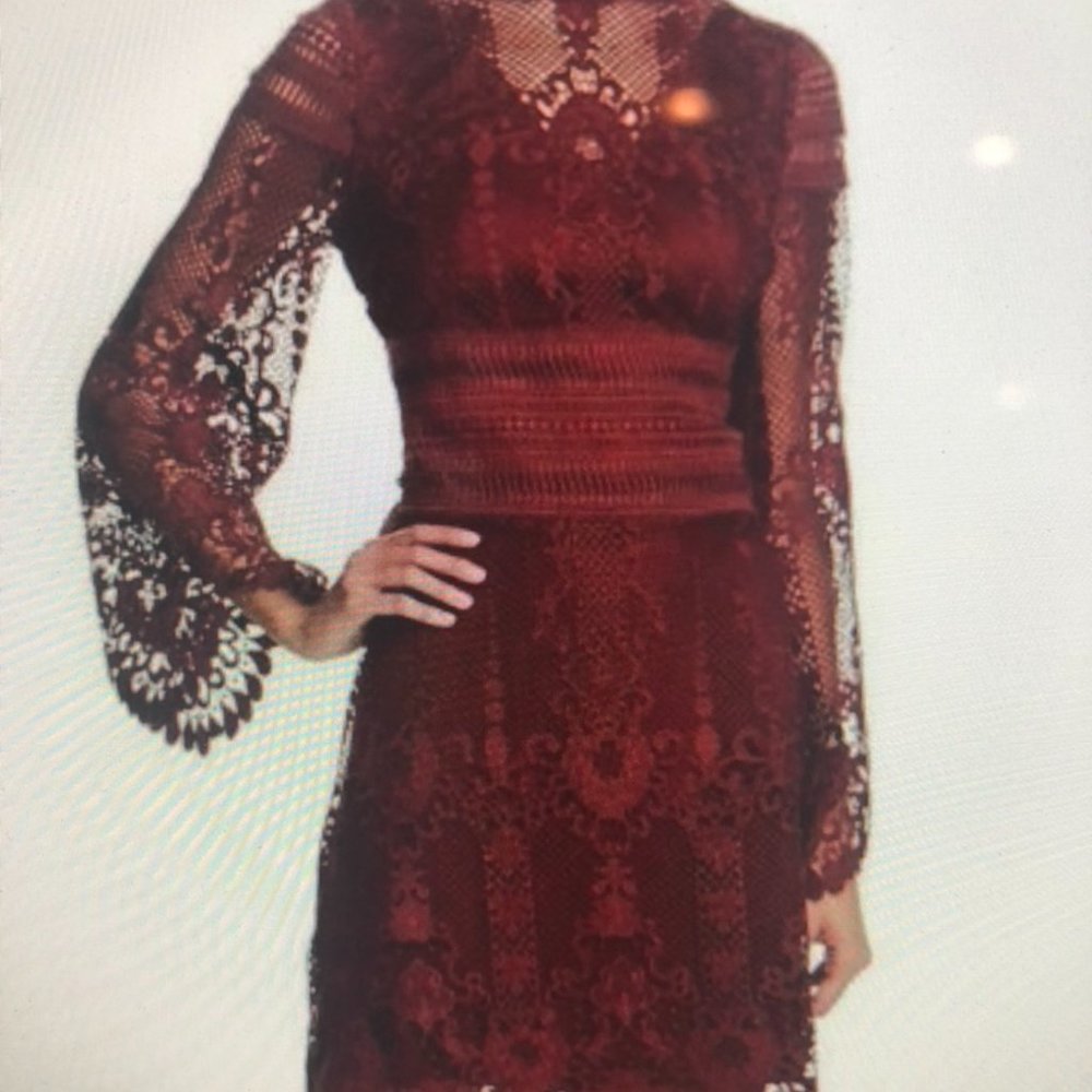Laundry by Shelli Segal sz 6 Deep Garnet Lace Dress